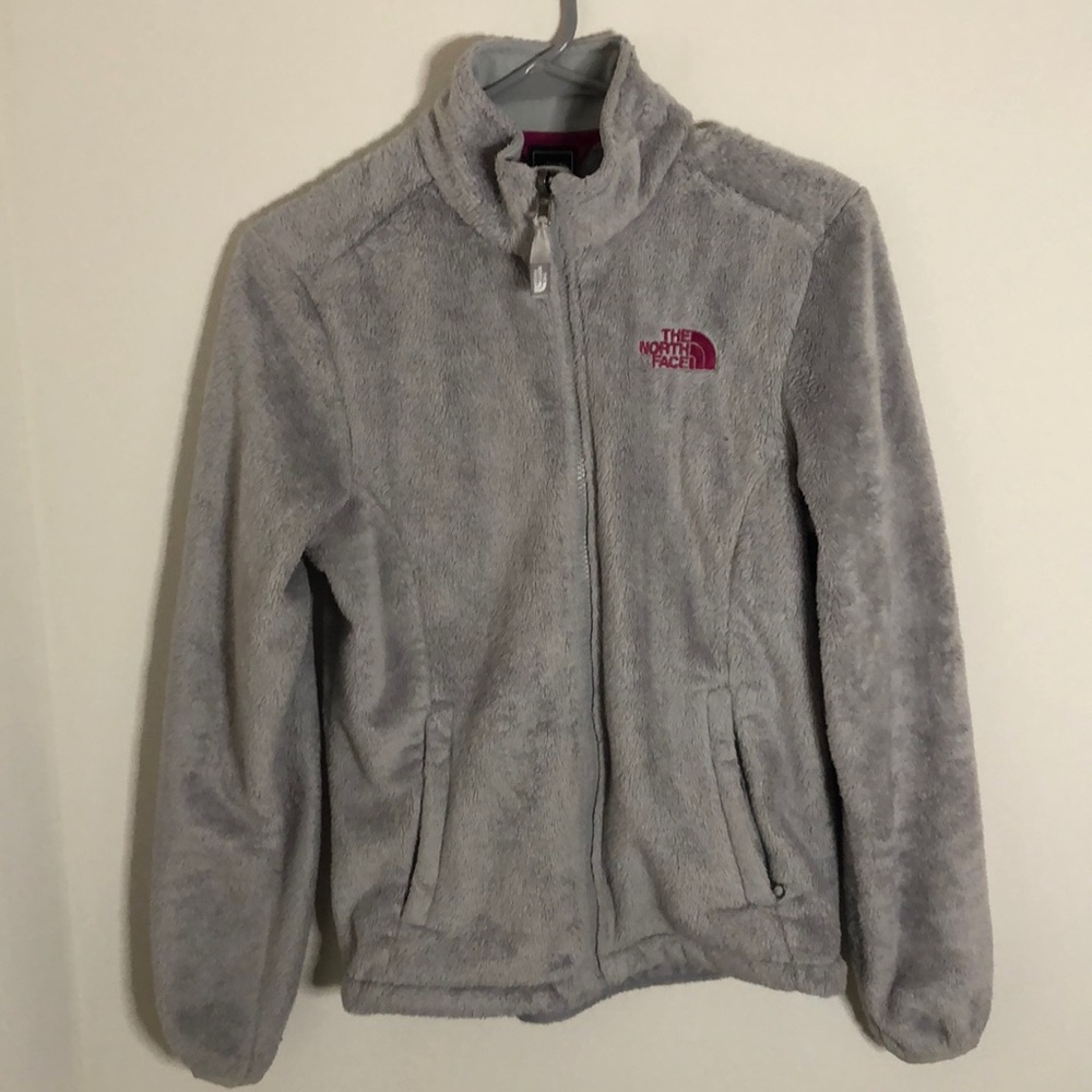 The north face light grey zip up fleece